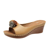 Flowers With Thick Background Slippery Slippers Women 24 Summer New External Slope And Pure Color Cold