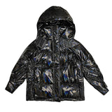 New Hooded Glossy Winter Down Cotton Padded Jacket For Women Thick Bright Black Shiny Jacket black Parkas fashion