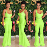 Fashion Suspenders Sexy Street Hipster Top Wide-leg Pants Suit Summer