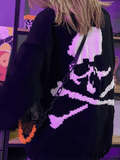 Oversized Distressed Skull Sweater-Outfit