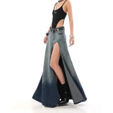 2023 Split Out Denim Skirt Jeans Women Casual Long Skirt High Waisted Jean Streetwear New Midi Skirt