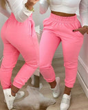 Styles Spring Summer Fashion Solid And Print Shirring Waist Pocket Design Casual Long Cargo Pants Sportswear Women's