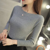 Spring Casual Long Sleeve autumn Knitted Sweater Women Pullover Sweaters Korean Style Winter Slim White Pull Knitwear