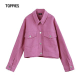 2021New Women Jackets 100% cotton coat Solid color turn down collar jacket for