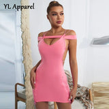 Dress Summer Slash Neck Off Shoulder Backless Bandage Bodycon Package Hip Zipper Slip Party Nightclub Mini Evening