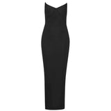 Women Sexy Strapless Bandage Dress 2022 New Fashion Backpack Hip Long Dress Celebrity Club Bodycon Party Black