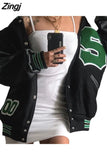 and American English alphabet high quality towel embroidered jackets coats women's street retro baseball uniform