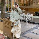 Glove Style Candy Color Down Jacket Female Short Style 2024 Winter Fashion Dopamine Small Bread Clothes Coat Tide-Outfit