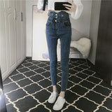 Women High Waist Elastic Skinny Denim Pencil Pants Mom Jeans Camisa Feminina Ladies Slim Casual Cropped pants Female