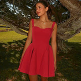 Solid Strap Flare Mini Dress- Outfit