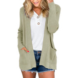Female Thin Knitted Coat Cardiga Solid Cardigans Long Sleeve black Loose Mid Length Knittwear Casual Women