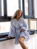 Summer New Solid Color Long-Sleeved Dress Temperament V Collar Thin A