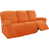 2 3 Seater Velvet Recliner Sofa Cover Elastic Split Design Relax Sofa Slipcover Solid Lounge Armchair Covers With Side