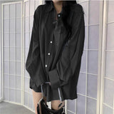 Casual Black Blouse Women Long Sleeve Oversized Korean Style White Sihrts Female Basic Harajuku Streetwear