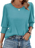 Color Women's Clothing 2025 Autumn Loose Leisure Printing Seven-Sleeve Round-Neck T-Shirt