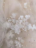 Appliques Wedding Veil 3D Flowers Pearls Bridal Veils Chapel Length Elegant beaded Bride Veils Wedding