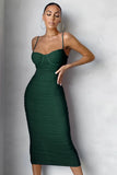 Draped Bandage Dress 2021 New Arrival Midi Bandage Dress Bodycon Women Summer Green Sexy Party Dress Evening Club
