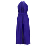 Halter Off Shoulder Sleeveless Tunics Wide Leg Pants Jumpsuits Rompers Summer Lace-up High Waist Plus Size Party