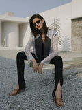 White Lace Designer Summer Cropped Blazer Women Patchwork Long Sleeve High Fashion Coat Jacket French Style