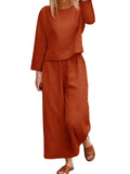 Plus Size Loose Solid Classic Style Color Shirt Trousers Two-piece