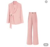 Women Suits Office Sets Pockets Coat Wide Leg Pants New 2023 Spring Autumn Office Wear Women Fashion Elegance Lady Blazer