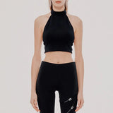 2022 Summer New Collection Sleeveless Round Neck Backless Diamonds Buckle Bandage Slim Tank Top Women Kniited Vest