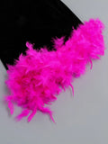 Strapless Backless Lace-up Feathers Dress Women Black Velet Feather Design Badycon Mini Dress Evening Catwalk Party