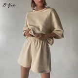 Rose Red Summer Soft Sets Women 2022 100% Cotton Suits Loose Casual 2-Pieces Short T and Shorts Pants Solid