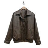 Vintage Pu Leather Oversized Zip Up JacketOutfit