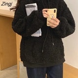Hat Hoodies Women Lovely Thicker Winter Soft College Girls Sweatshirts Popular Ulzzang Front Pocket Sweet Womens Hoodie