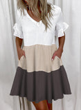 Regular Sleeve Fashion Short Printed Ruffle Pocket