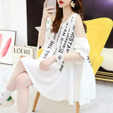 Off-shoulder Short-sleeved Lining T-shirt2023 Korean Version of The Student Loose Large Size Half-sleeved