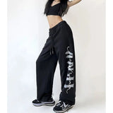 Y2K Sweatpants Women Streetwear Letter Print Joggers Harajuku Hip Hop Oversize Wide Leg Baggy Jogging Sports Trousers