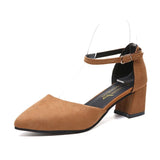Pumps for Women Buckle Ankle Strap Red Bottom Heels Woman Leather Party Office Dress Shoes Plus