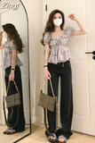 Waist Folds Summer Chemise Femme Short Length Puff Sleeve Shirts Y2k Women Vintage New Chinese Camisas Pullovers Crop