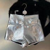 2022 Autumn New Arrivals Silver Slim Pu Shorts Women