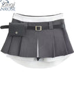 Women's Pleated Skirts Grey Vintage Female Streetwear Korean High Waist Fashion Y2k E-girl A-line Black Mini Skirt Shorts
