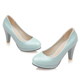 Sgesvier Black White Women Pumps High Heels Shoes Thick Heel Round Toe Pumps Size 32-48 Summer Autumn Fashion Shoes Ladies