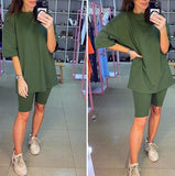 Two-piece Set With Belt Solid Color