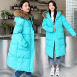 Long Women's Cotton Padded Coat Parkas Down Winter Jacket Thick Warm Fur Hooded Coats Puffer Outerwear Jacket
