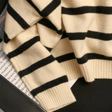 Women Sweater Oversize Zipper Knitted Pullover Long Sleeve Stripe Loose Ladies Sweaters Autumn Winter Women's