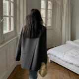 Long Sleeved Suit Jacket For Women's Fashion Korean Back Split Office Lady Blazer Coat 2023 Spring Autumn Jacket