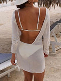 Color Backless Long Sleeve Wrap