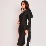 Sleeve Bandage Dress 2022 New Womens Yellow Bandage Dress Elegant Sexy Bowknot Evening Club Party Dress High Quality