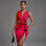 Dress 2022 New Women's Pink Bodycon Dress Elegant Sexy Mesh Insert Evening Club Party Dress High Quality