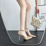 Bare Pointed Beautiful High Heels Women 2025 New Spring And Summer Willows Sexy Sandals Rivet Single Shoes