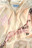 Street Star Letter Patchwork Sudadera Mujer American Vintage Loose Hoodies Women Fashion Hooded Sweatshirts Y2k