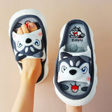 New Fashion Linen Platform Slippers Women Cute Squirrel Home Soft Bottom Slippers Couple Comfortable Slippers Free
