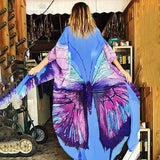 Boho Peacock Printed Front Open Kimono Dress Sexy Blue Chiffon Tunic Women Summer Clothing Plus Size Beach Dresses