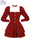 French Shatter Flash Dress Women 2023 Spring Sexy Halter Party Red Dresses Vestidos Y2K Long Sleeve Slim Waist